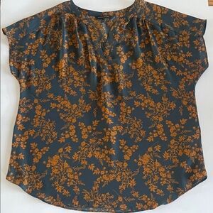 Banana Republic Blue and Orange Floral Blouse